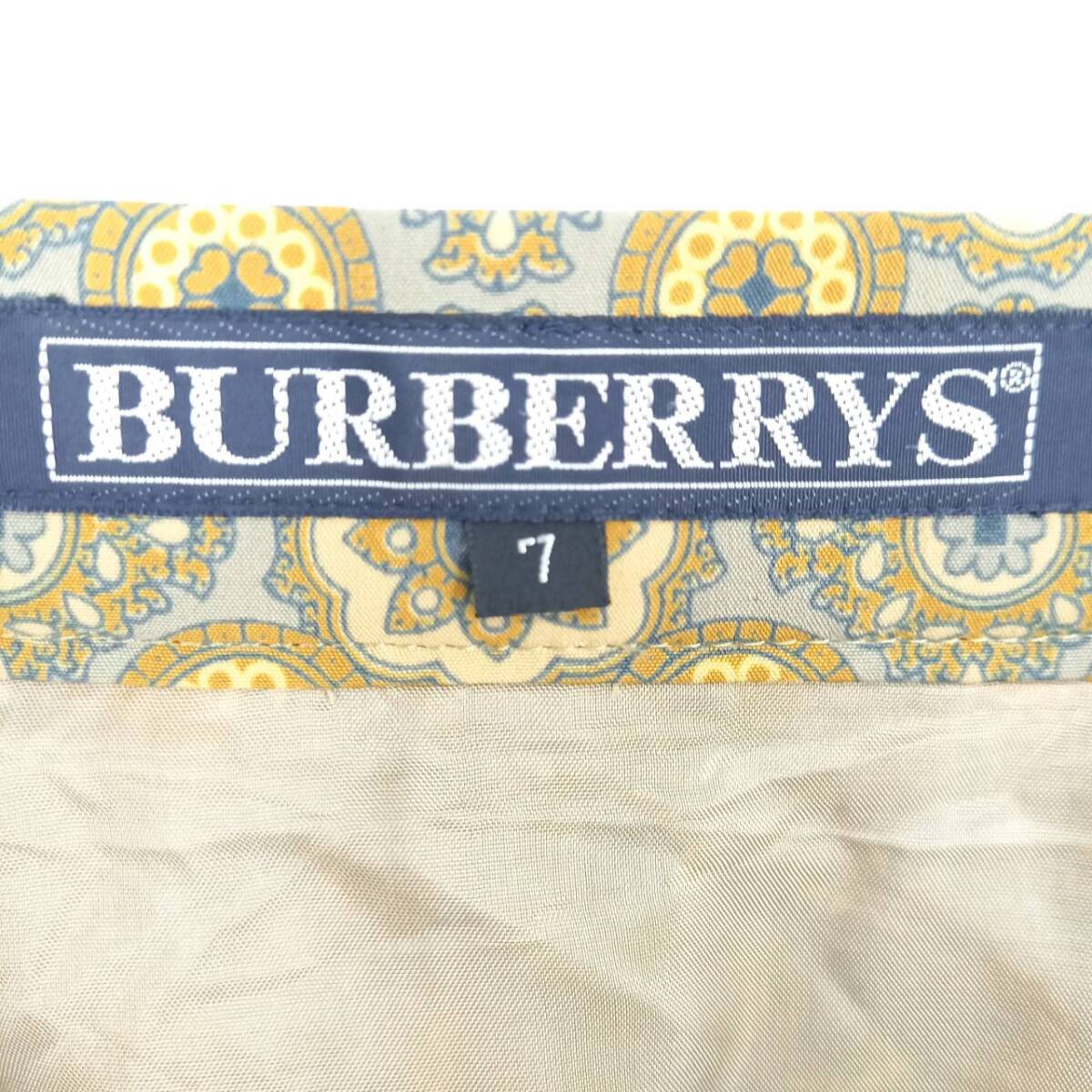 サイズ７ XS-S BURBERRYS バーバリー プリーツスカート ひだスカート 総柄 イエロー リユース ultralsk bm0558の画像3