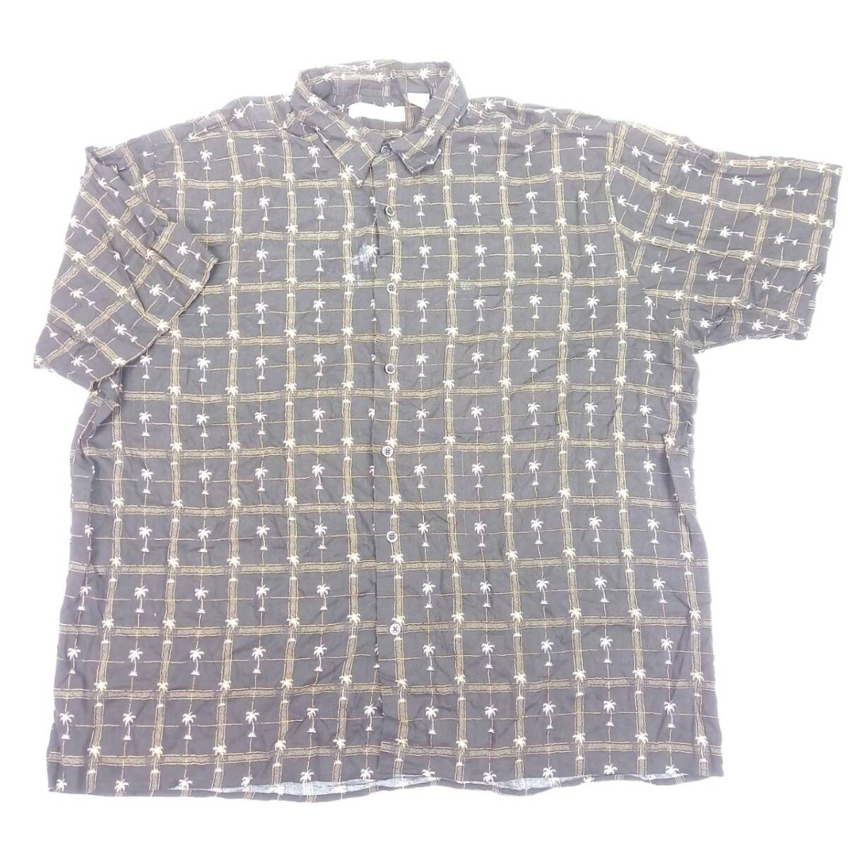 XL Munsingwear マンシングウェア ボタンシャツ ヤシの木 ブラック 半袖 リユース ultramto sh0583_画像1