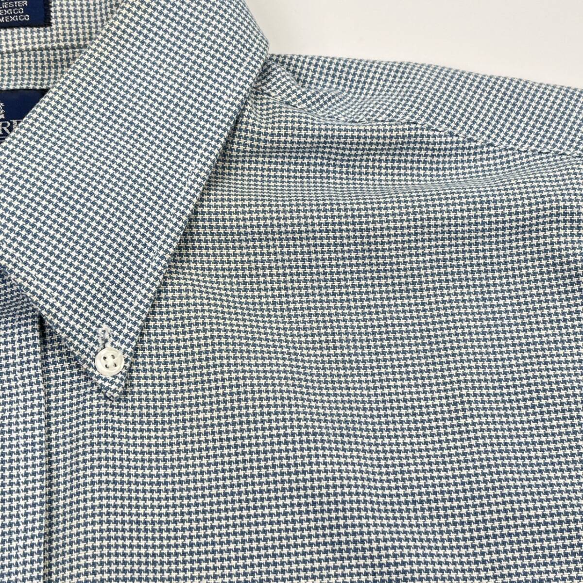 17 STAFFORD ボタンダウンシャツ チェック ブルー系 半袖 リユース ultramto sh0601_画像5