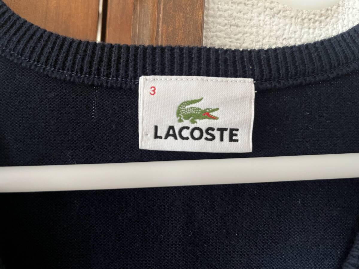 ★ラコステ LACOSTE ベスト サイズ3 Mサイズ相当 ネイビー アーガイル柄 中古★の画像3