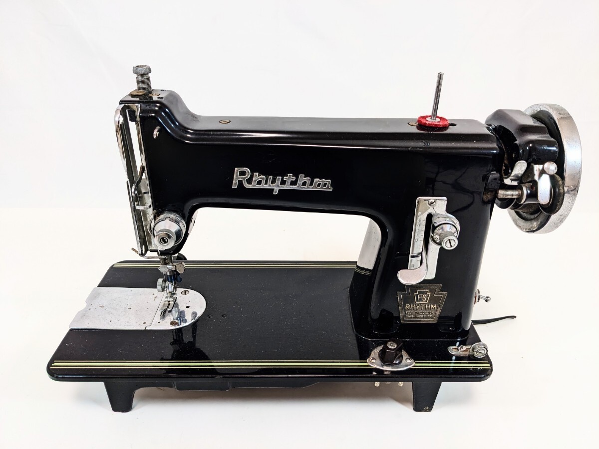  sewing machine antique black Showa Retro black Rythm stepping sewing machine that time thing 