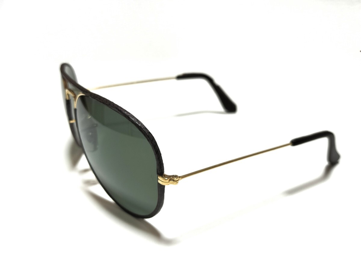 B&L USA ボシュロム レイバン RAY BAN メタル METAL レザーコレクション 革巻き ブラウンレザー G-15 米国製_画像2