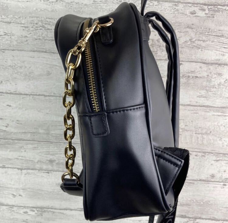  ultimate beautiful goods Versace jeans kchu-ru rucksack 2way gold chain black backpack top class leather 