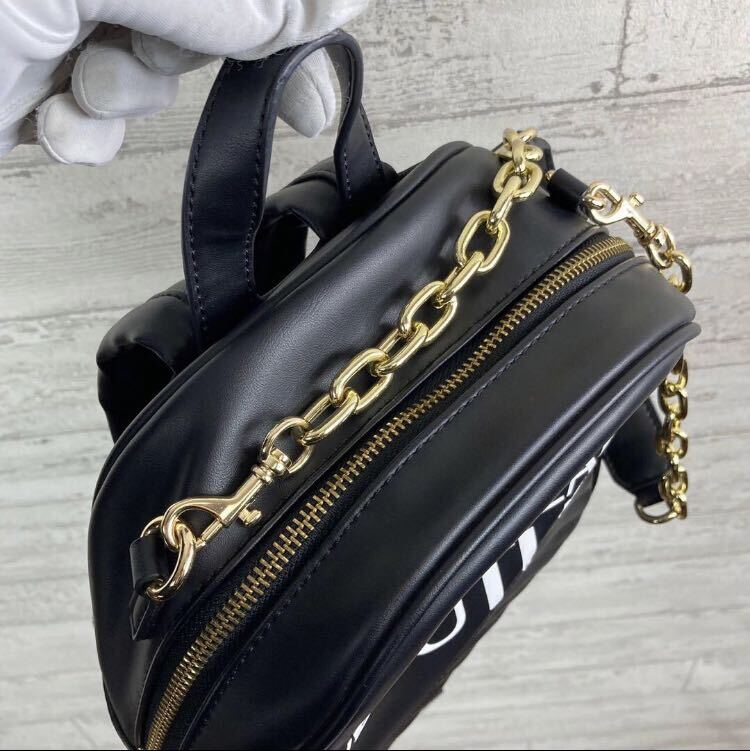  ultimate beautiful goods Versace jeans kchu-ru rucksack 2way gold chain black backpack top class leather 