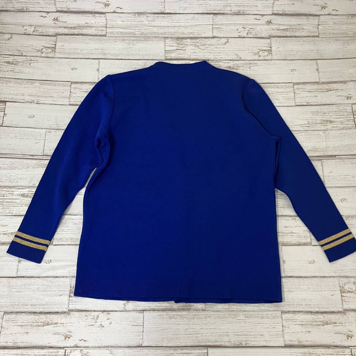 ★[240509-10K]【現状品】《カーディガン/イヴサンローラン》YVES SAINT LAURENT/サイズM/ブルー/ウール/毛/ニット/金ボタン/ボーダー/の画像3