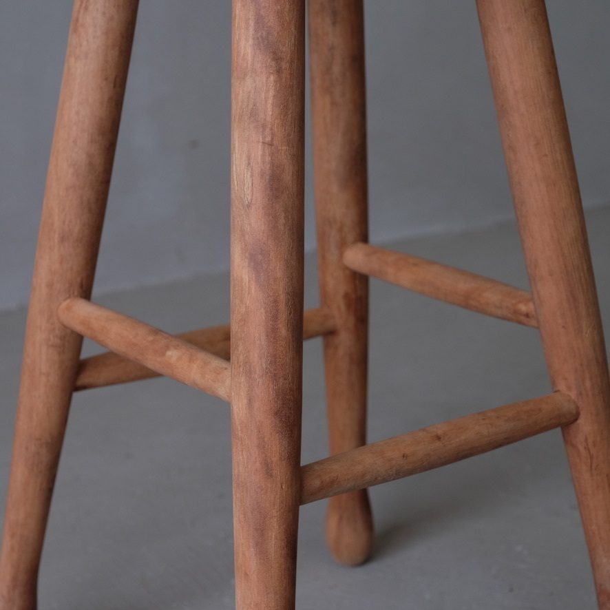 03083 古い丸椅子 / 木製スツール チェア 古家具 古道具 アンティーク ヴィンテージ 昭和レトロ_画像7