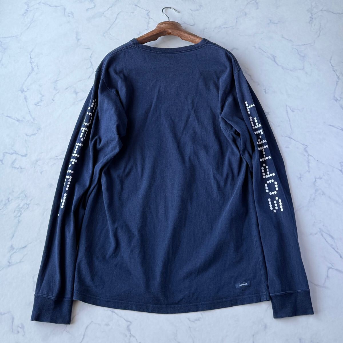 9977 SOPHNET ソフネット 日本製 L/S AUTHENTIC LOGO TEE 長袖 Tシャツ ロンT カットソー ロゴ プリント ネイビー 紺 メンズ M!!_画像6