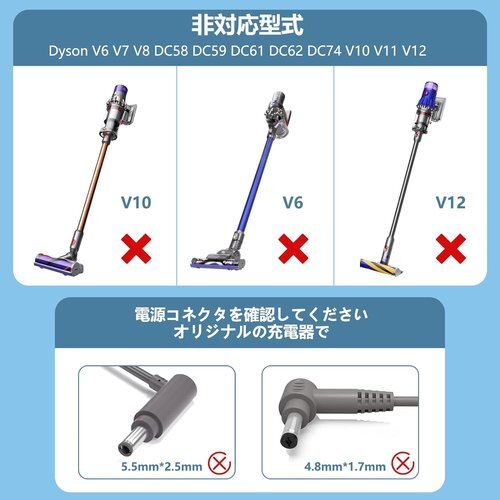 VHBW 1.8M PSE認証 24.35V ACアダプター ソン DC30 Dyson ダイソン充電器 対応 2の画像3