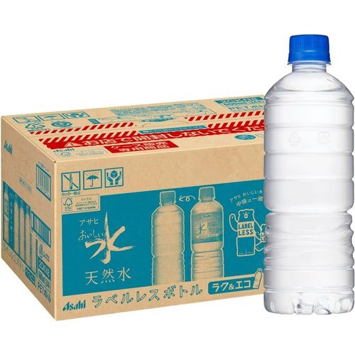 アサヒ飲料 PET600ml×24本 ラベルレスボトル 天然水 おいしい水 5_画像1