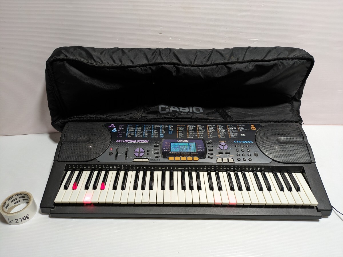CASIO カシオ 電子キーボード 光ナビゲーション CTK-660L 61鍵盤 ブラック 電子ピアノ 鍵盤楽器 アダプター付き SC-550B 　動作確認済み_画像1