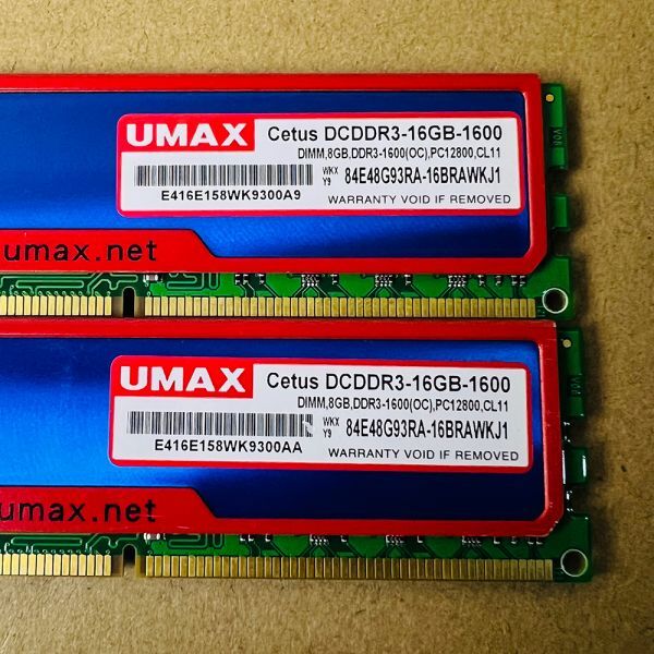 合計16GB 8GB 2枚 UMAX DCDRR3-16GB-1600OC DDR3-1600 PC3-12800 CL9 1.5V デスクトップ PC メモリの画像2