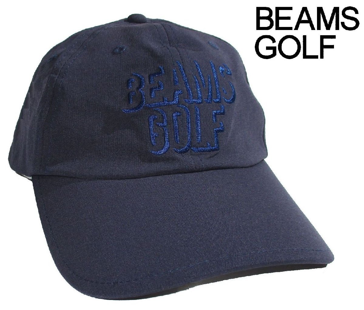 新品 ▼ BEAMS GOLF ビームスゴルフ ▼ 立体ロゴ刺繍 ゴルフ キャップ メンズ フリーサイズ 帽子 ネイビー 紺_画像1