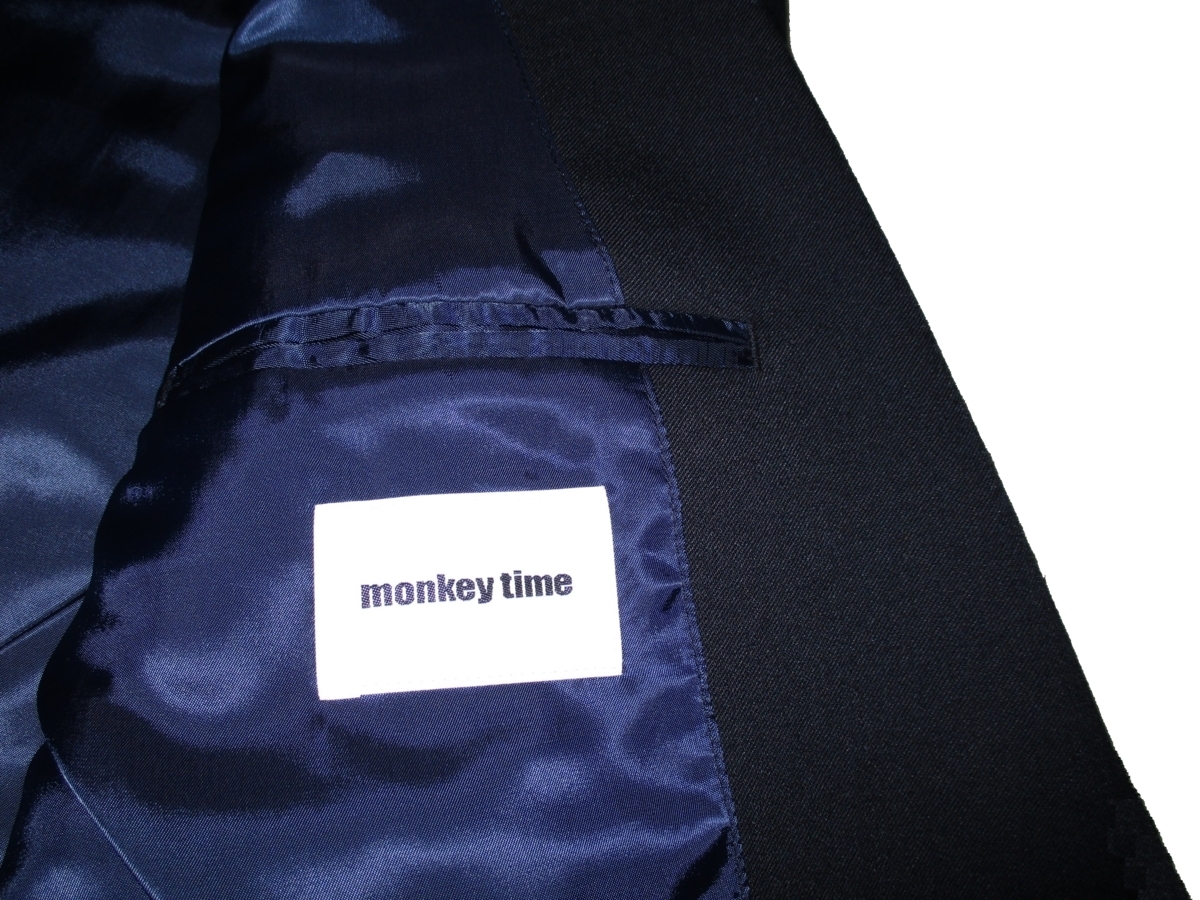 新品 春物 M L XL 定価2.75万 ▼ ユナイテッドアローズ BEAUTY&YOUTH monkey time 比翼 テーラードジャケット 断切り裁断 紺 B&Y メンズ_画像6