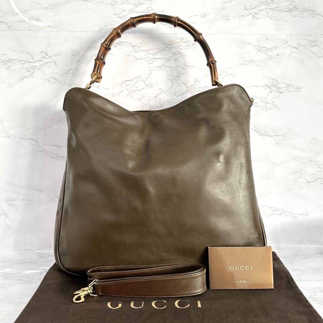 グッチ GUCCI ハンドバッグ ショルダーバッグ 2way バンブー レザー 自00207_画像1