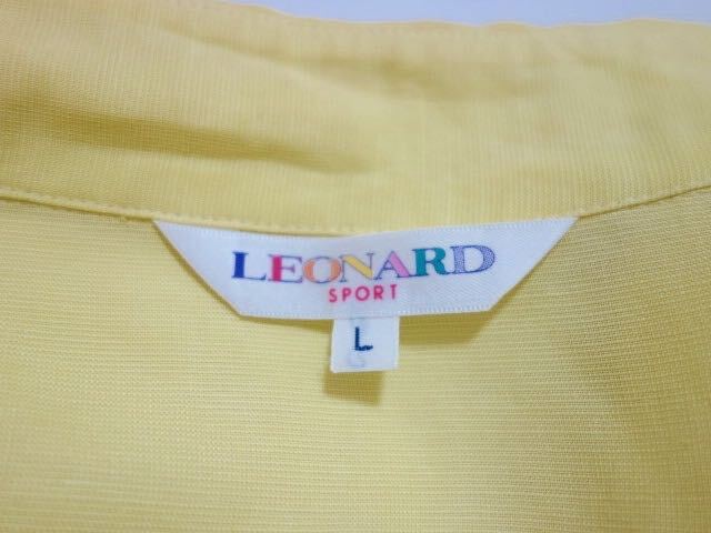 レオナール LEONARD SPORT★マリン柄★刺繍入りオーバーシャツ ブラウス★大きいサイズL★貝、熱帯魚、ヒトデ★ロゴ入りボタン★黄色_画像8