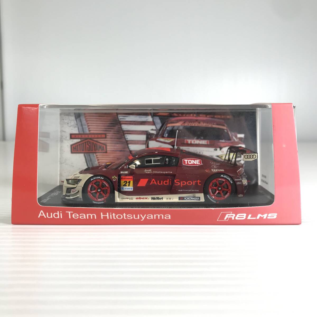 □中古品□ SPARK ミニカー 1/43 Audi R8 LMS 2021 SUPER GT 300 class Hitotsuyama #21 ダークレッド アイボリー Team Hitotsuyama別注_画像1