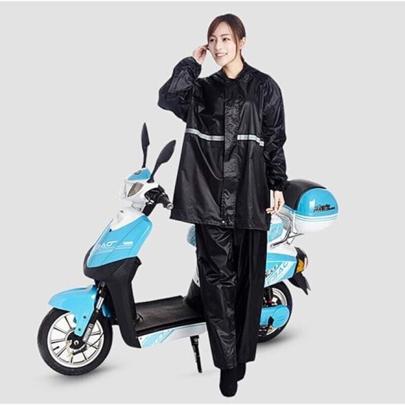 4XL top and bottom set man and woman use with a hood . raincoat reflector attaching setup waterproof water-repellent rainsuit rainwear men's lady's 