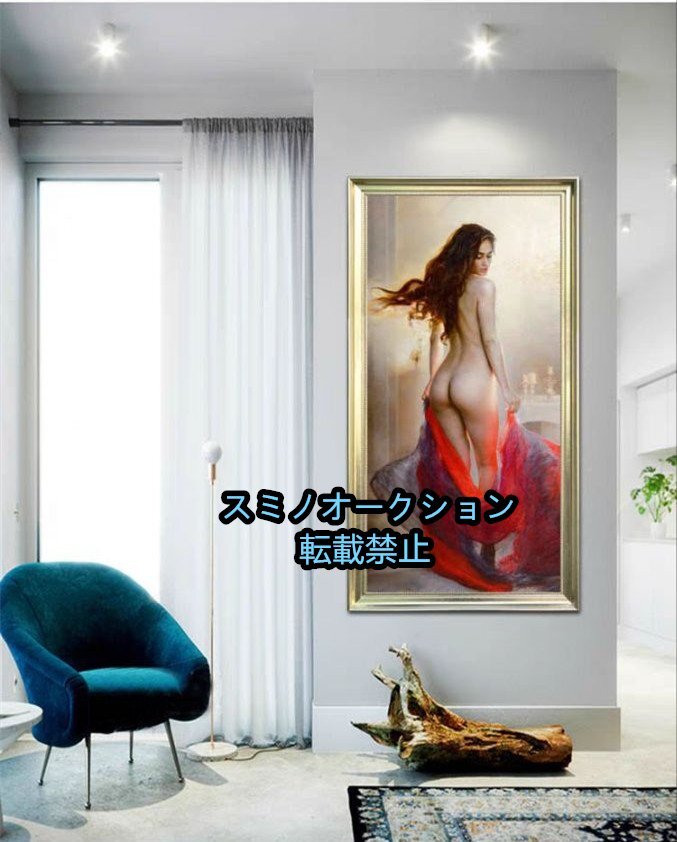 美術品☆ 官能美女 人物画 超セクシー美人画 油彩 絵画 寝室 装飾品 額縁付き 40cm*70cm_画像3