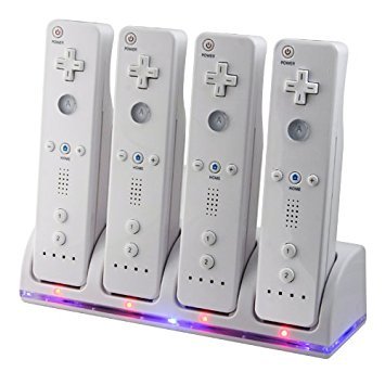 【送料無料】Wii / Wii U リモコンバッテリー 充電器 2800mAh×4 充電器+USBコード+専用バッテリー4点 ホワイト White 白色 互換品_画像1