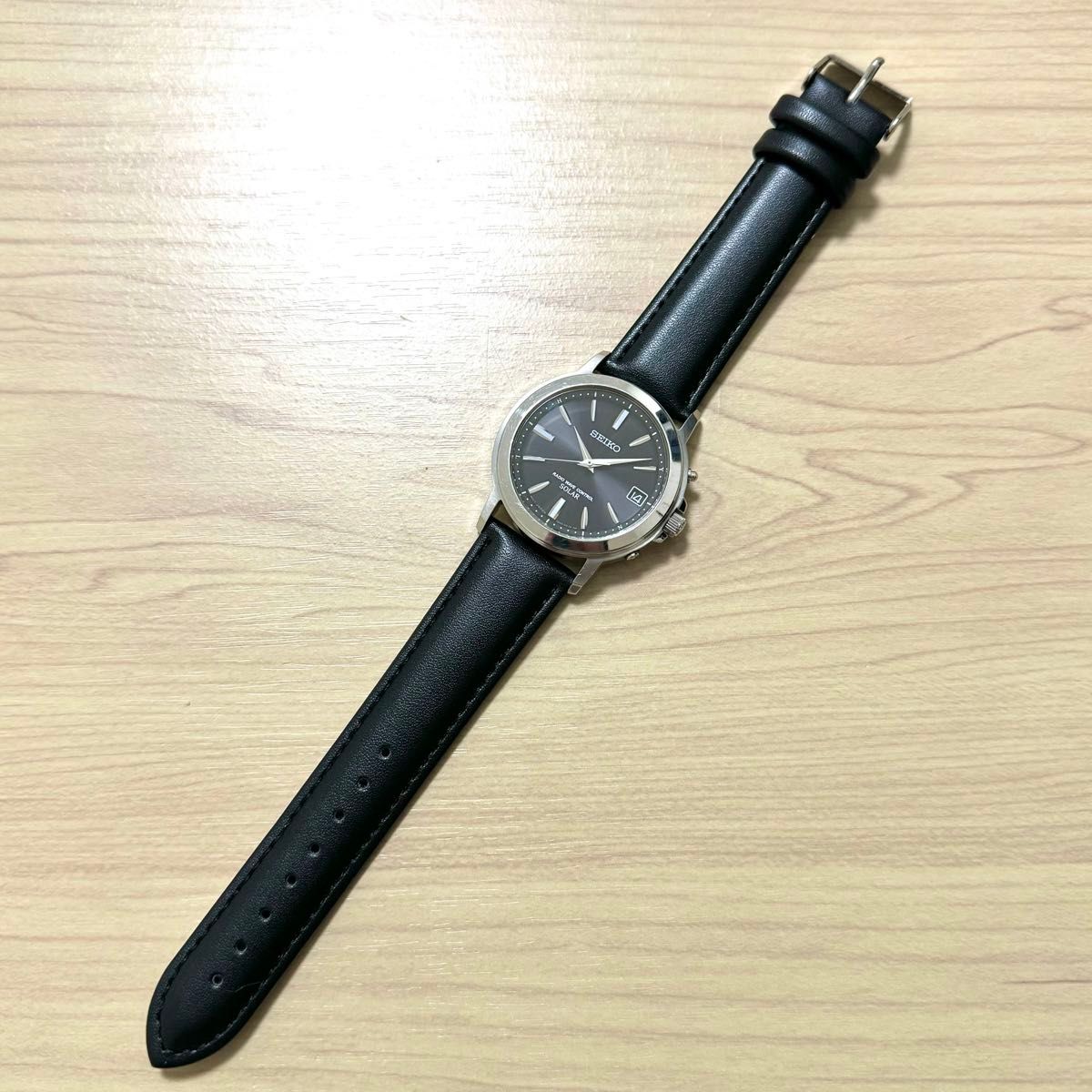 メンズ 電波ソーラー 腕時計 黒 おしゃれ カジュアル SEIKO セイコー