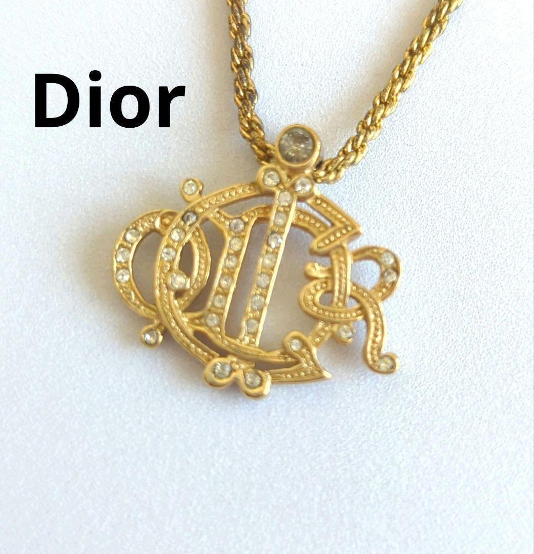 1円～【美品】Dior ディオール ネックレス エンブレムロゴ 旧ロゴ CD　ヴィンテージ　ゴールド_画像1