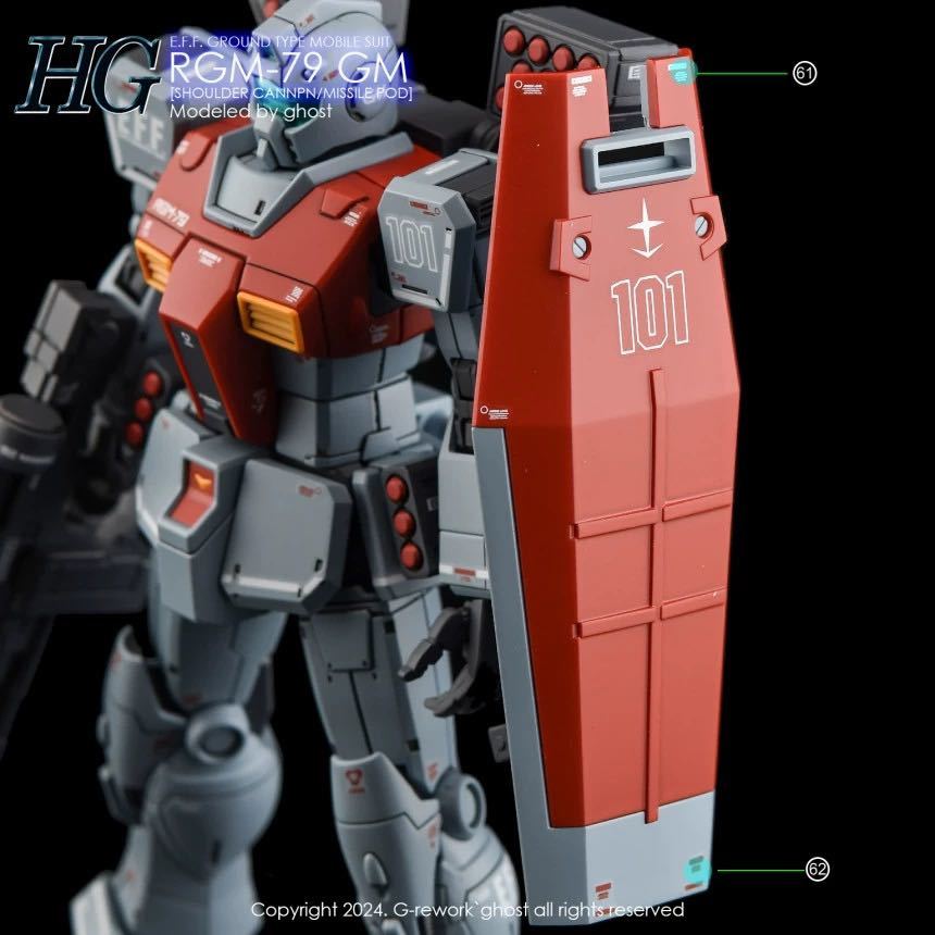 HG 1/144 ジム　ショルダー・キャノン装備/ミサイルポッド装備　用水転写式デカール　並行輸入品_画像5