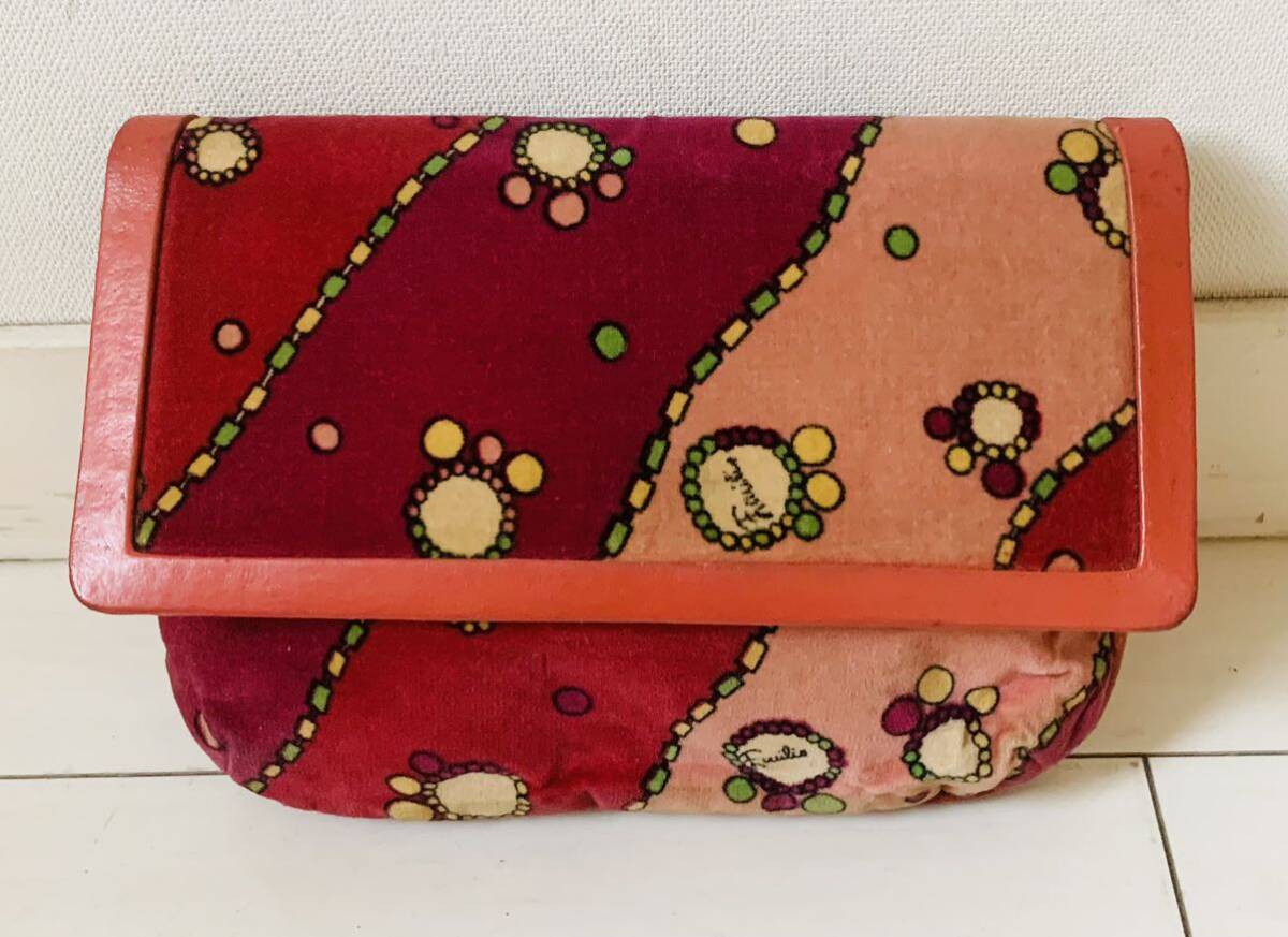  Vintage EmilioPucci Emilio Pucci bell bed clutch bag red series 