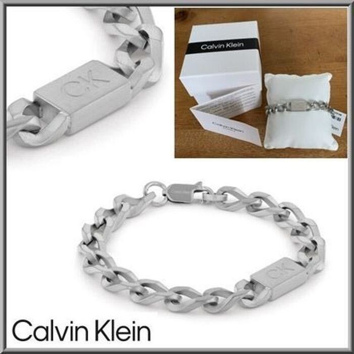 未使用 Calvin Klein プレートチェーンブレスレット カルバンクライン Calvin Klein Outlook Men's Id Plate Chain Bracelet.