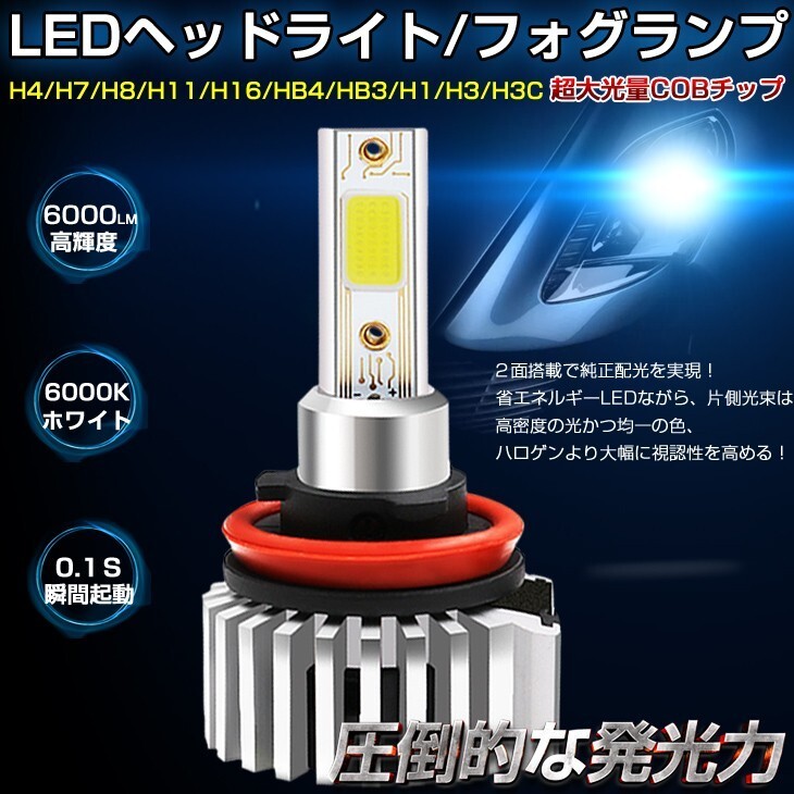 led電球 LEDライト ヘッドライト フォグランプ 一体型 H4/H8/H11/H16/HB4/HB3/H7/H1/H3/H3C 12000LM 超MINI 車検対応 送料無料 一年保証 D9_画像1