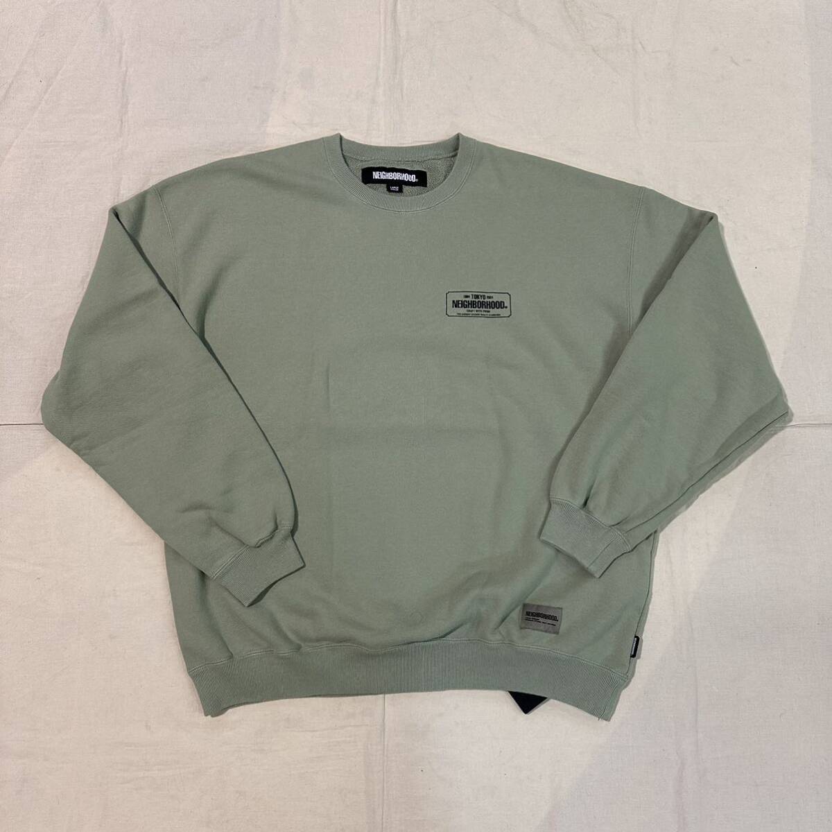 24SS 新品 NEIGHBORHOOD ネイバーフッド CLASSIC SWEAT SHIRT LS スウェットSAGE GREEN L_画像2