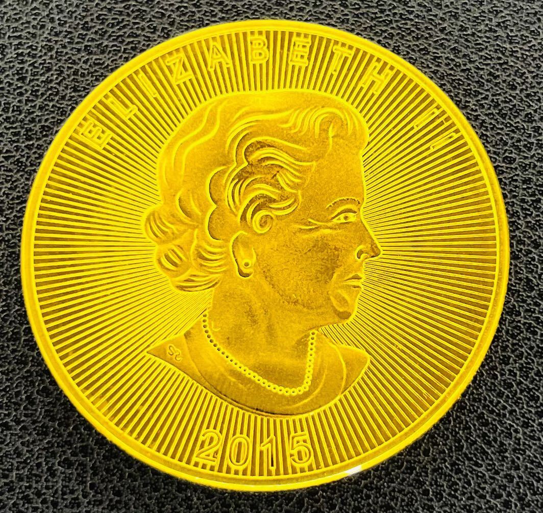古銭　金貨　イギリス　2015年　エリザベス二世女王　カナダ　メイプルデザイン　楓　記念メタル　ケース付き　硬貨 / _画像1