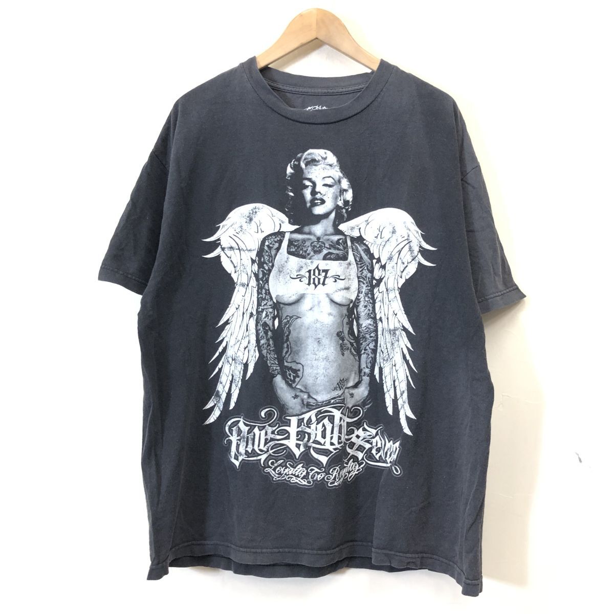 A2663-F-N◆ old ◆ USA製 ◆ one eight seven ワンエイトセブン 半袖Tシャツ カットソー ◆ sizeXL コットン ブラック 古着 メンズ 春夏の画像2