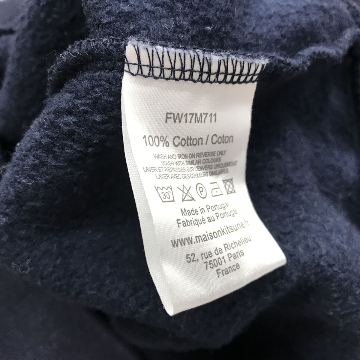 A2708-N* Portugal производства * MAISON KITSUNE mezzo n лисица Parker f-ti- полный Zip Logo * sizeS темно-синий темно-синий хлопок 100