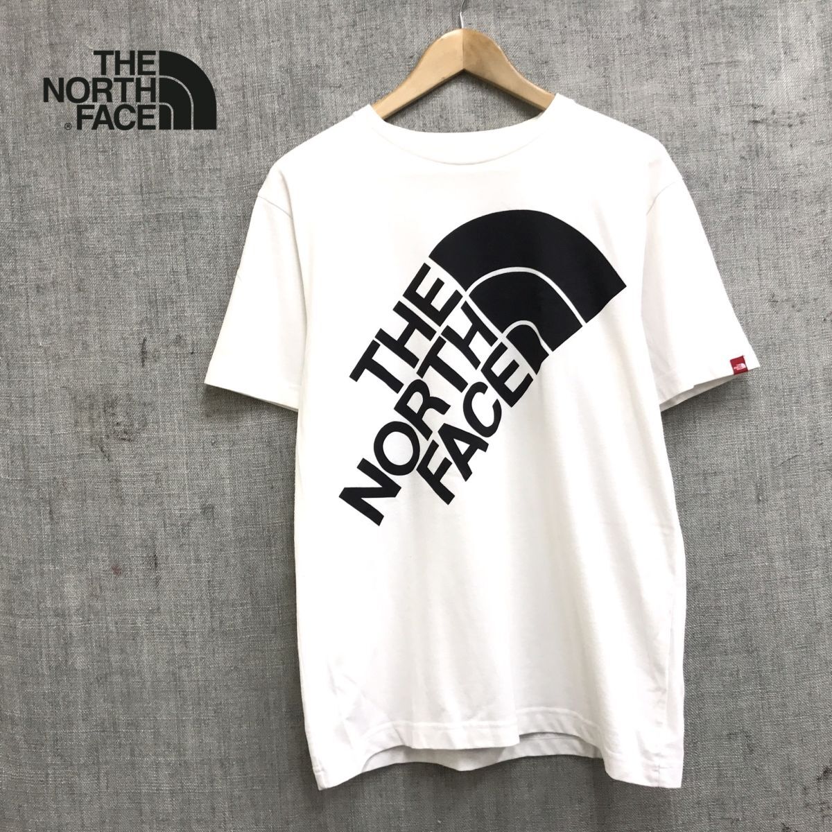 G693-N◆ THE NORTH FACE ノースフェイス 半袖Tシャツ カットソー ロゴ プリント ◆ sizeL ホワイト 白 ポリエステル コットン_画像1