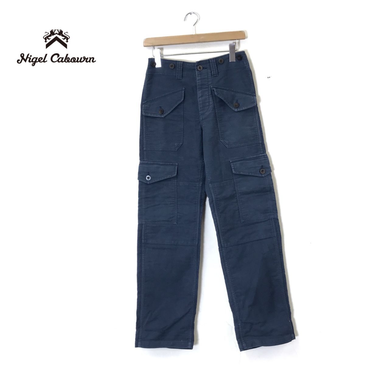 G604-N◆ Nigel Cabourn ナイジェルケーボン ベイカーパンツ 厚手 ロング マルチポケット ◆ size28 ネイビー 紺 コットン100 アメカジ_画像1