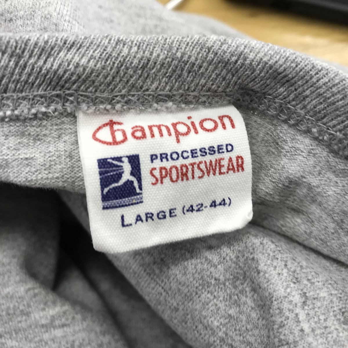 G775-D◆良品◆ Champion チャンピオン 半袖Tシャツ ポケT ランタグ復刻 トップス ◆ sizeL グレー系 コットン100_画像7