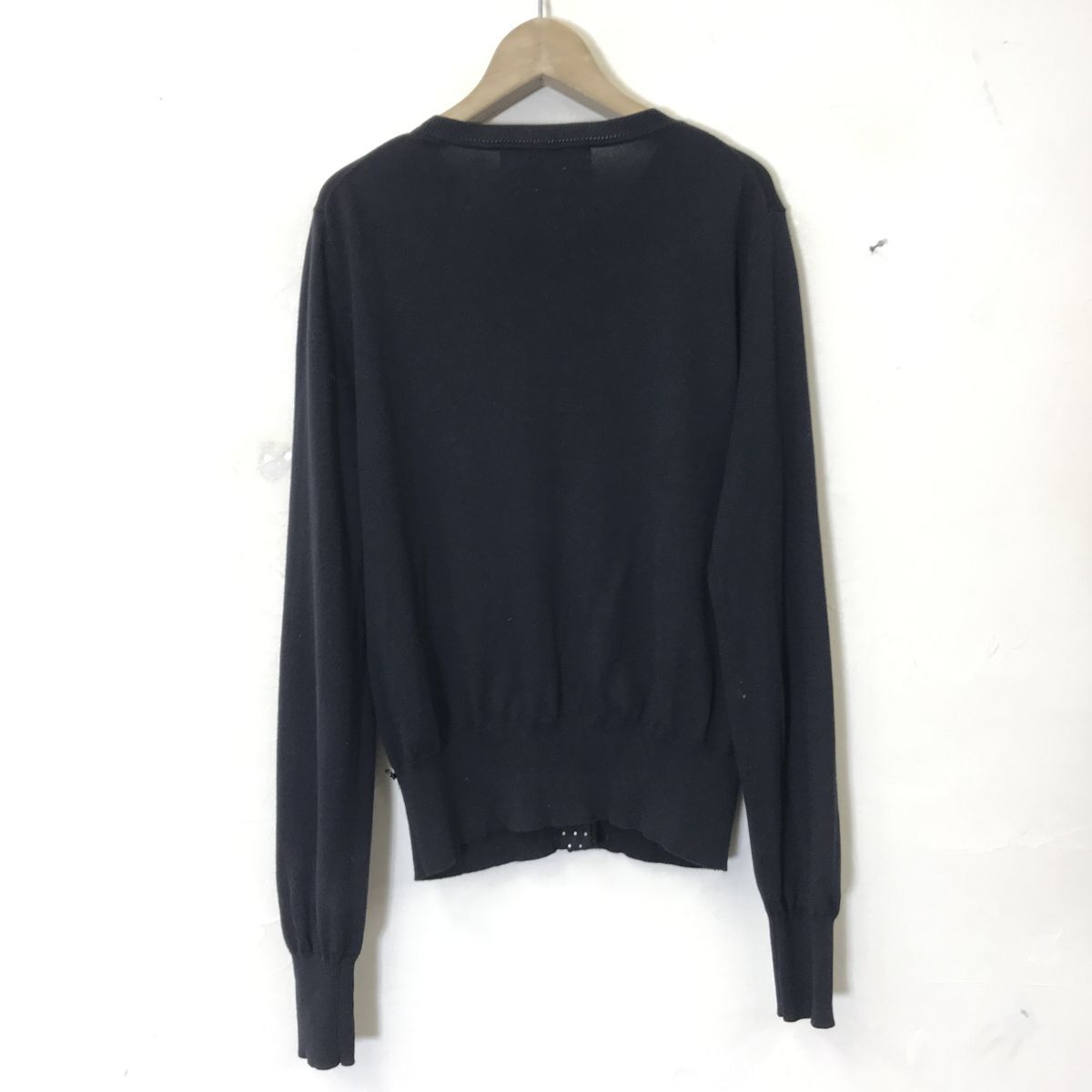 G494-D◆美品◆ Paul Smith BLACK LABEL ポールスミス ブラックレーベル カーディガン 丸首 比翼 ◆sizeM ブラック 黒 コットン100_画像7