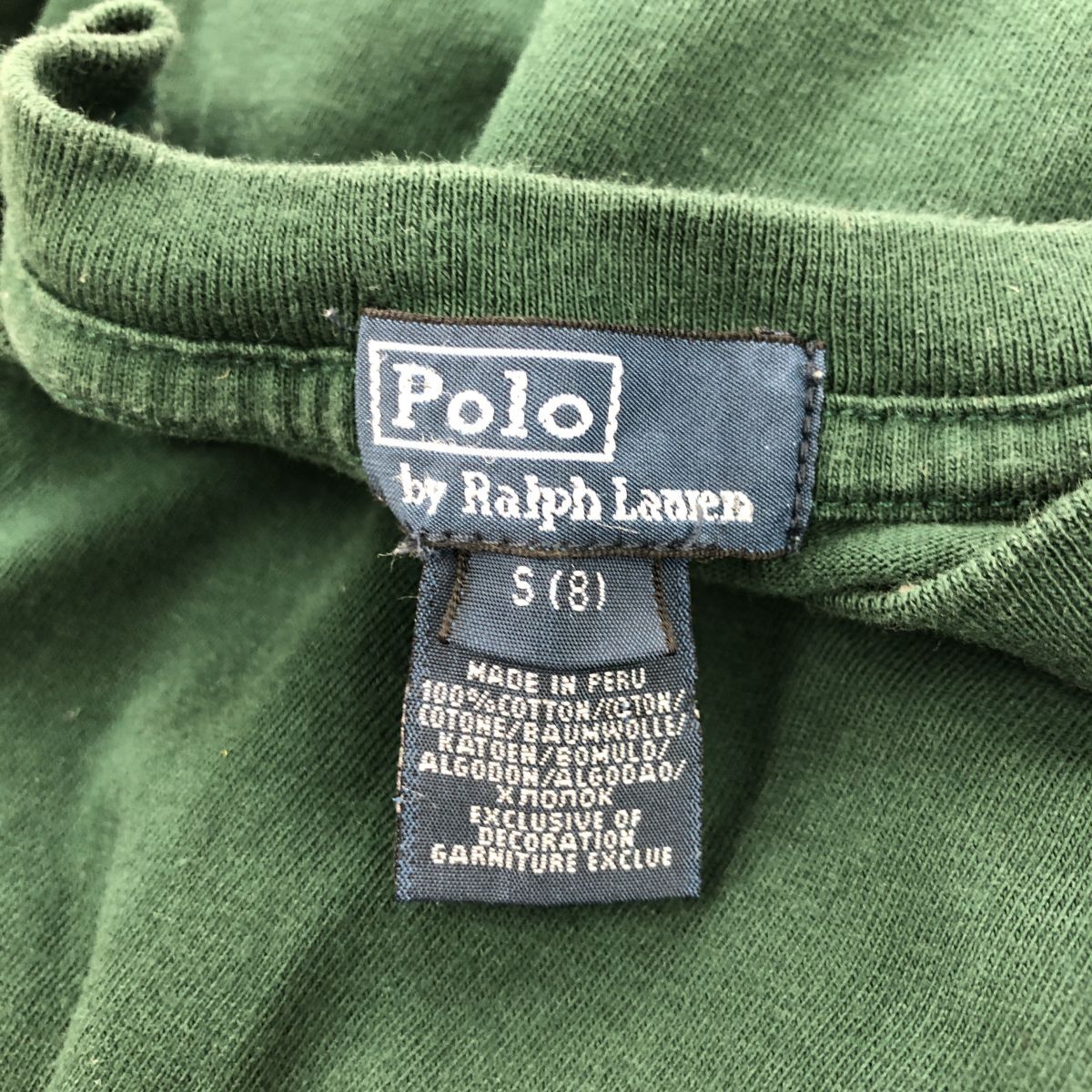 G853-F◆ old ◆ POLO RALPH LAUREN ポロラルフローレン 半袖Tシャツ カットソー ロゴプリント ◆ sizeS(8) コットン100 グリーン 古着_画像7