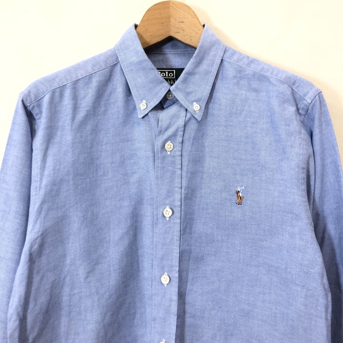 G760-F◆ POLO RALPH LAUREN ポロラルフローレン 長袖ボタンダウンシャツ BD ◆ size170 コットン100 ブルー 古メンズ 春_画像3