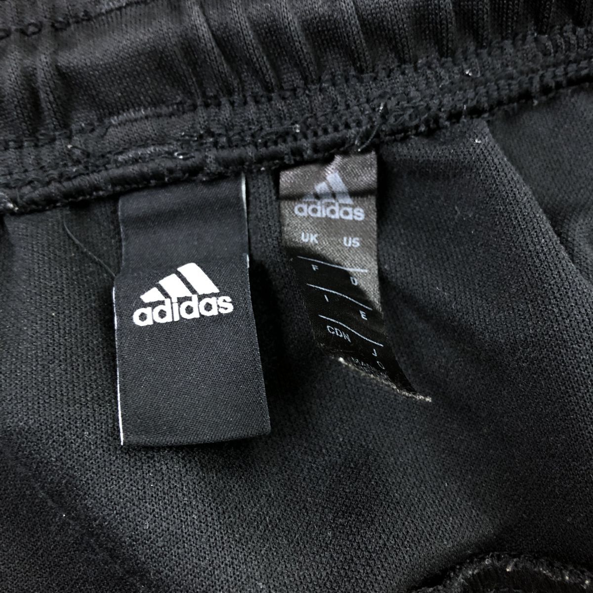 G404-F◆ adidas アディダス トラックパンツ ウエストゴム ボトムス ロゴプリント ◆ sizeO ポリエステル100 ブラック 古着 メンズ_画像6