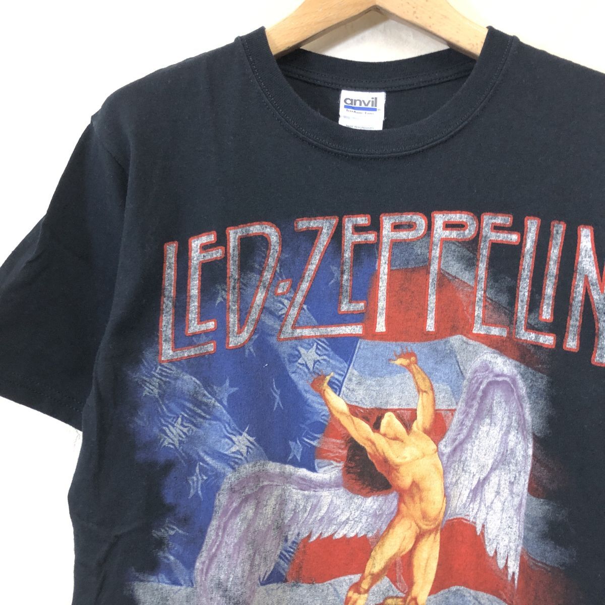 G1539-F-N◆ old ◆ LED ZEPPELIN レッドツェッペリン 半袖バンドTシャツ カットソー プリント ◆ sizeS コットン100 ブラック 古着 メンズ_画像3