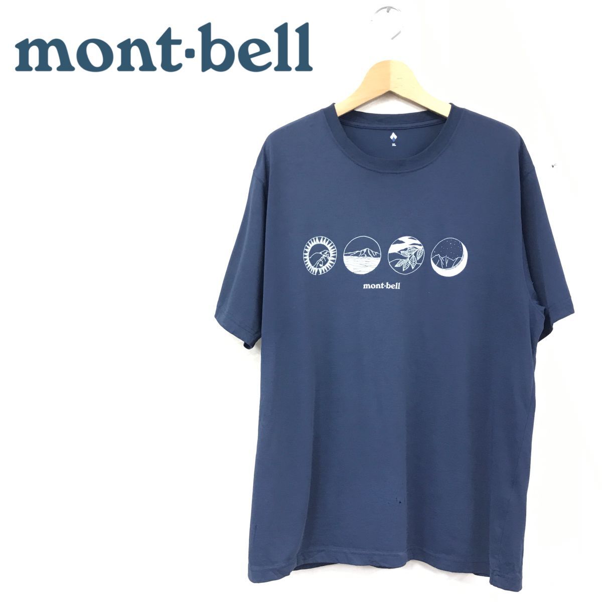 G1181-R-N◆mont-bell モンベル 半袖Tシャツ◆サイズXL メンズ 紳士 トップス アウトドア ドライ ネイビー ポリエステル 春夏 薄手_画像1