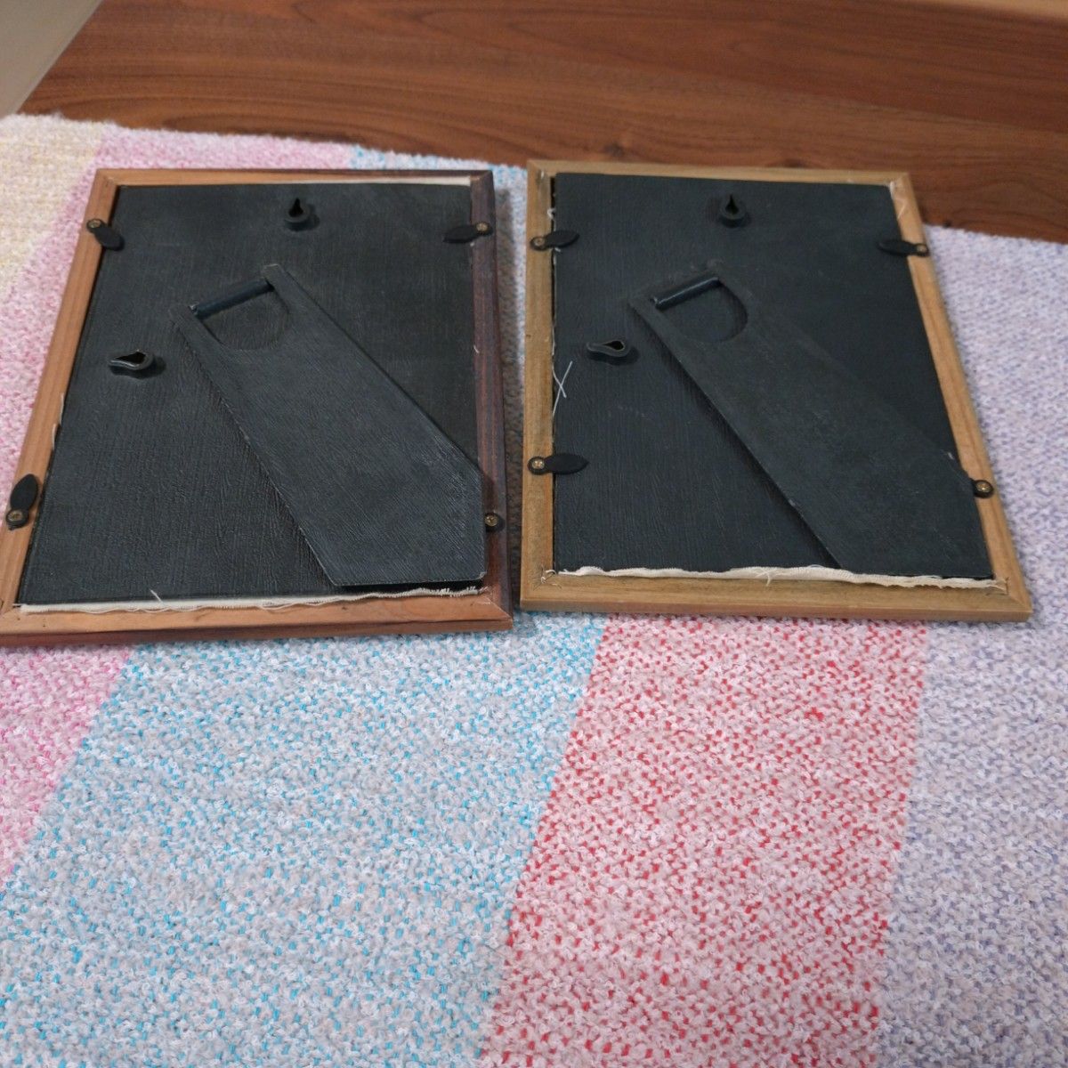 織工房藍布屋　阿波正藍染　徳嶋　という布に書いた絵です。額入り　アンティーク額縁 インテリア コレクション 木製