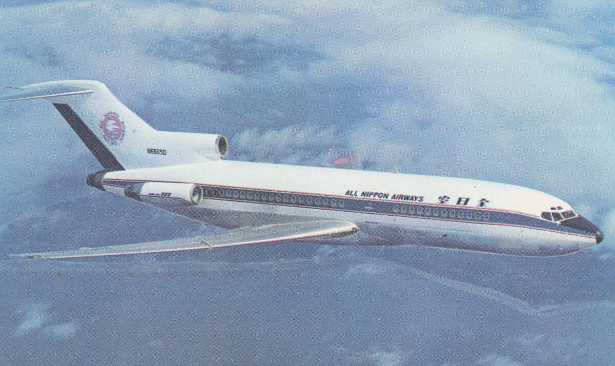 {bo- wing 727( all day empty ): picture postcard }KW: aircraft passenger plane photograph materials 