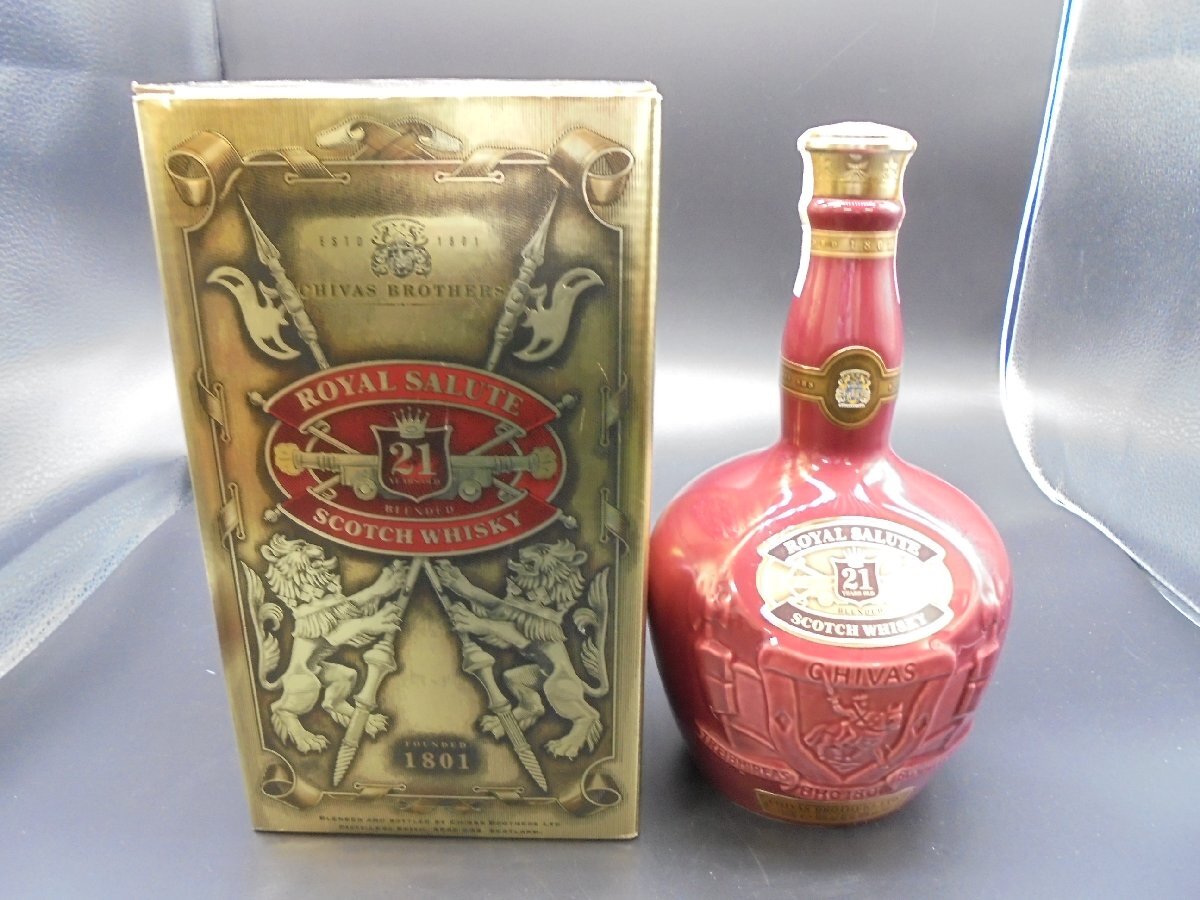 [80]1 jpy ~ Royal Salute ROYAL SALUTE 21 year Scotch whisky red ceramics 40% 1000ml approximately 1760g box attaching not yet . plug 