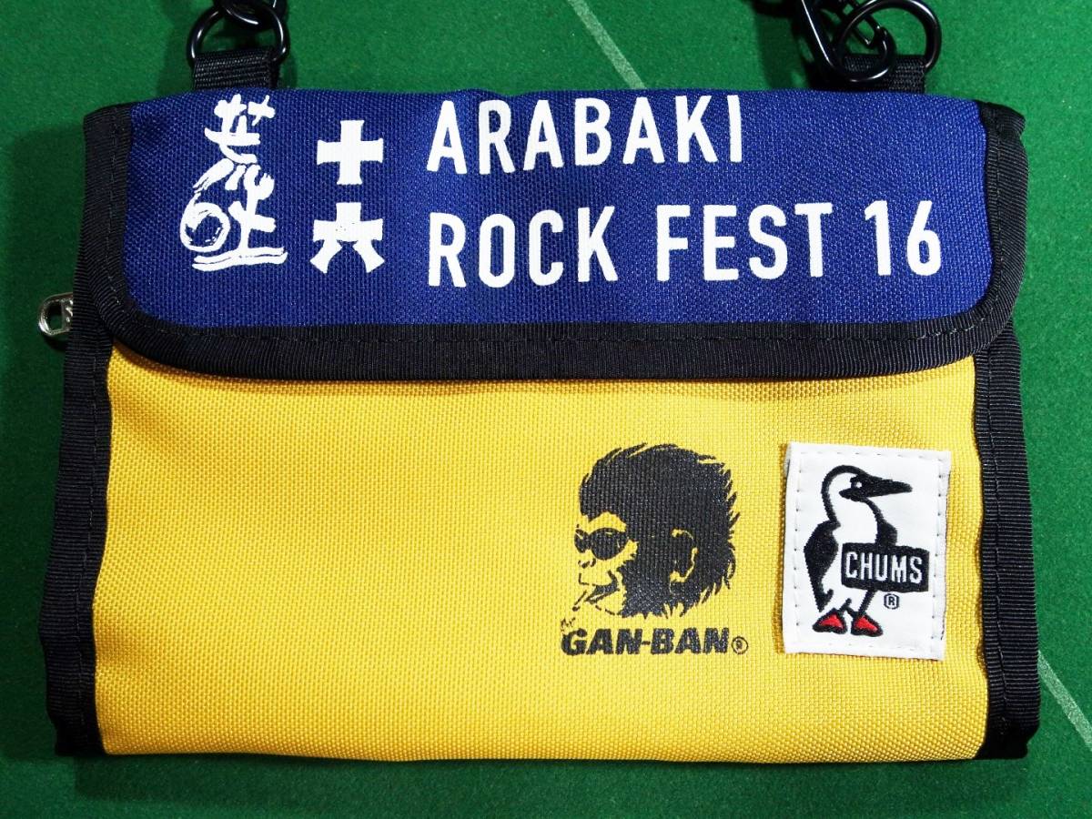 ▲チャムス CHUMS ARABAKI ROCK FES 2016 GANBAN 岩盤 コラボ ショルダーポーチ ネイビー/マスタード 美品!!!▲_画像3