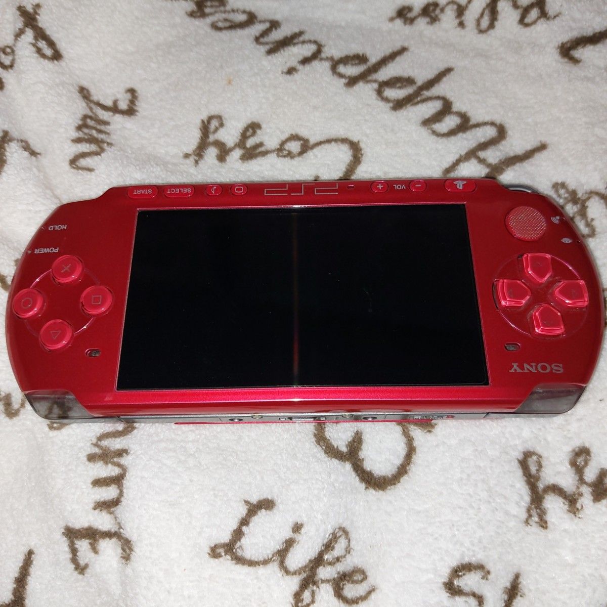 psp-3000　本体　ソフトあり　 SONY PSP レッド　ソフト4　充電器あり　動作確認済み　