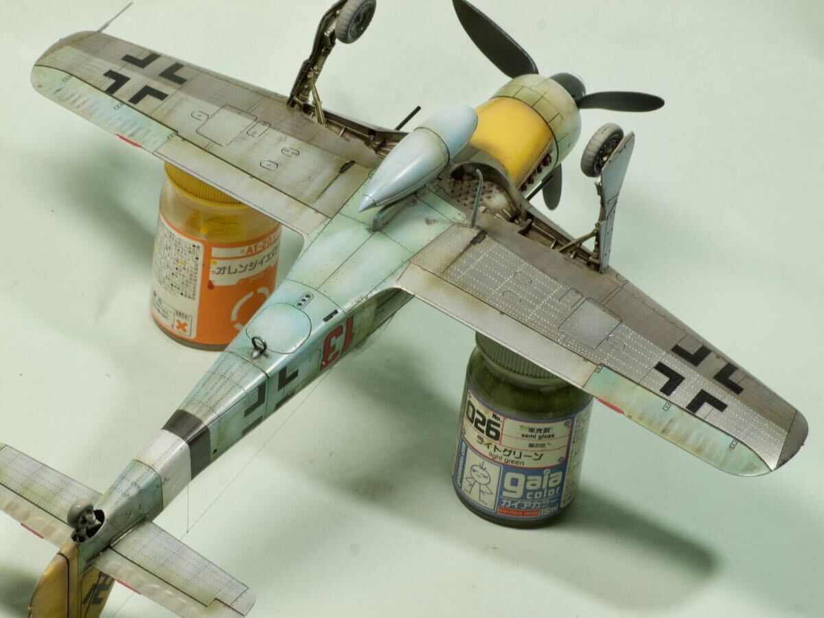  final product 1/48 Tamiya Focke-Wulf Fw190 D-9 yellow tail do-lati tail addition 