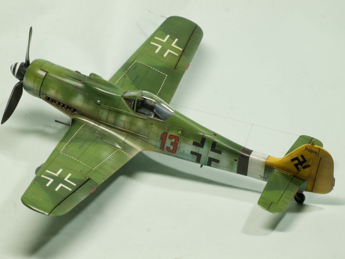  final product 1/48 Tamiya Focke-Wulf Fw190 D-9 yellow tail do-lati tail addition 