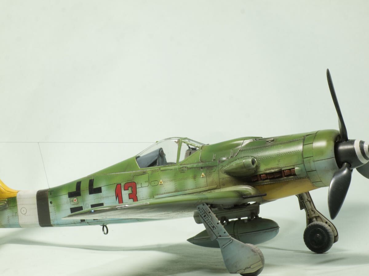  final product 1/48 Tamiya Focke-Wulf Fw190 D-9 yellow tail do-lati tail addition 